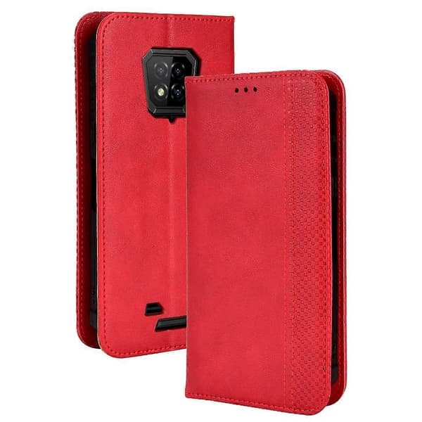 Kompatibelt med Ulefone Armor 8 Magnetiskt Spänne Retro Textur Läder Telefonfodral Red