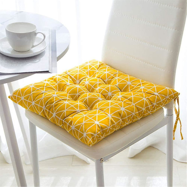 Sitteputer, Sett med 2 Puter, Sittepute, Sittepute 40x40 Cm, Hage Sittepute (Gult Sjakkbrett, Kvadrat)