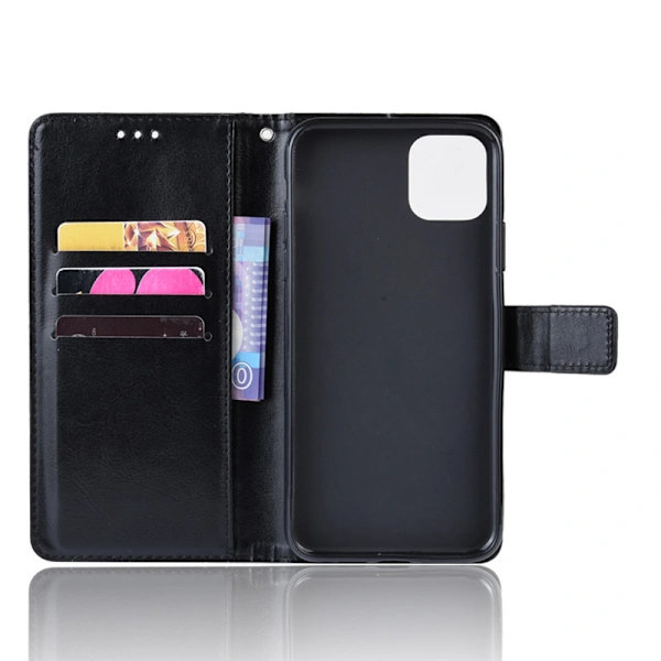 Wallet Case for iPhone 12/12 Pro, Genuine Leather, Black
