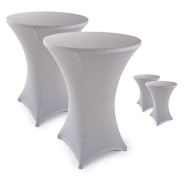 Elegant Anthracite Stretch Tablecloth Bar Cover for Bistro Table Silver Grey 80 2-pack