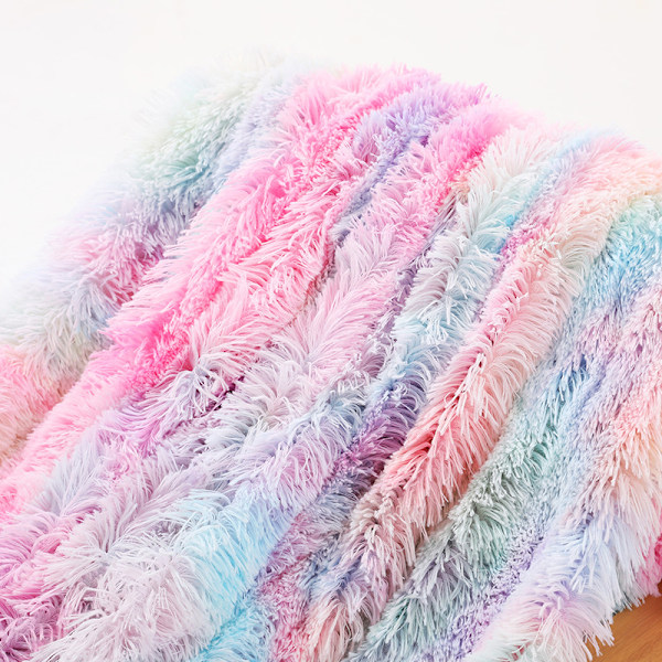 Plushfilt, Nappfilt, Rutig Filt, Regnbågsfärg 130*160cm