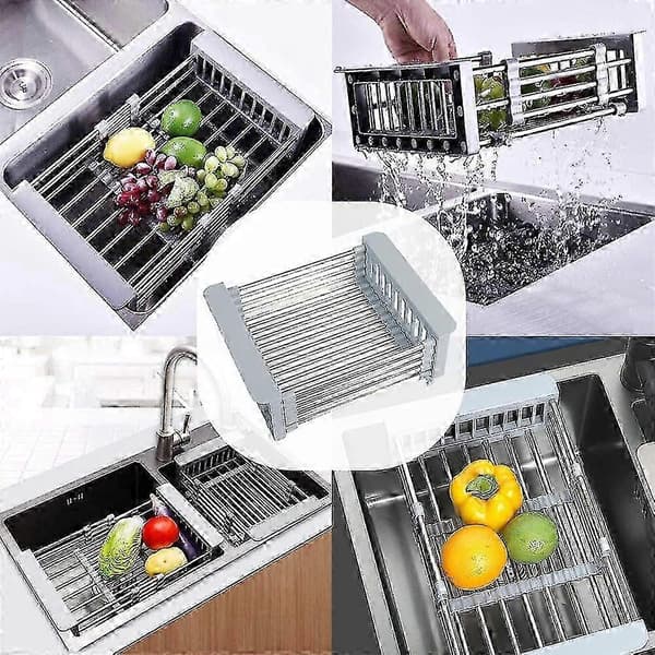Extendable Dish Rack for Sink, Adjustable Dish Rack for Sink, Adjustable Stainless Steel Dish Rack, Telescopic Dish Rack (30x22.5x9.5cm)