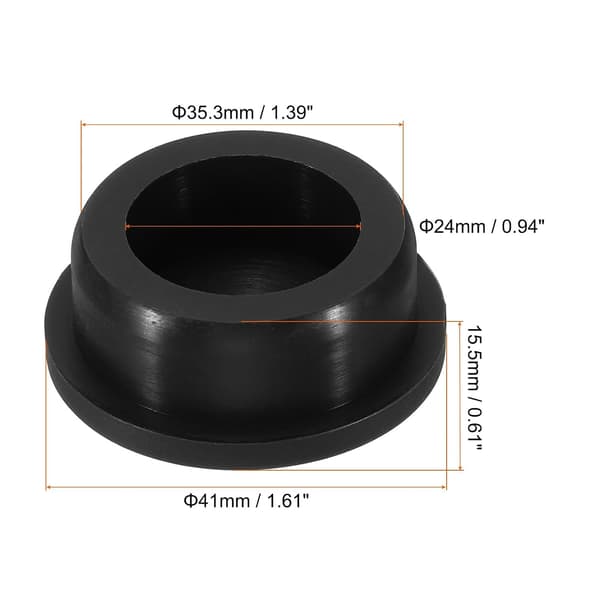 Silikongummi hålplugg 35,3 mm diameter mjuk flexibel propp för 34-35 mm svart 2 stycken Grey