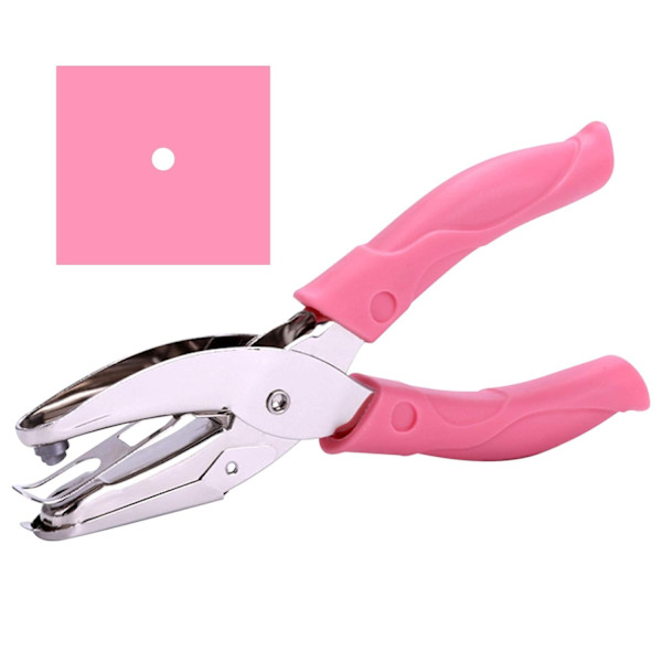 1 Förpackning 6,3 Tums Längd 1/8 Tums Diameter Cirkelhål Handhållen Enkel Pappershålsstans, Stans med Rosa Mjuk Tjock (Mittcirkel 1/8 tum)
