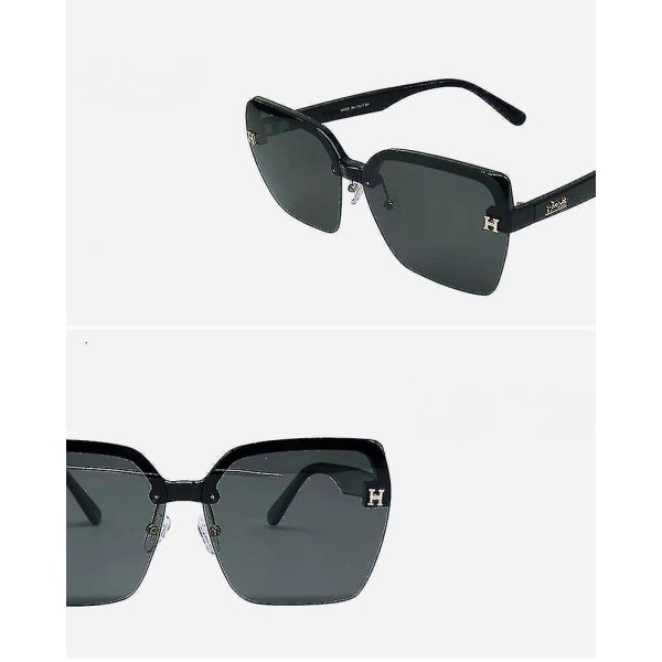 Mote Solbriller Oversized Uv400 Flat Top Firkantede briller For Menn Dame-svart
