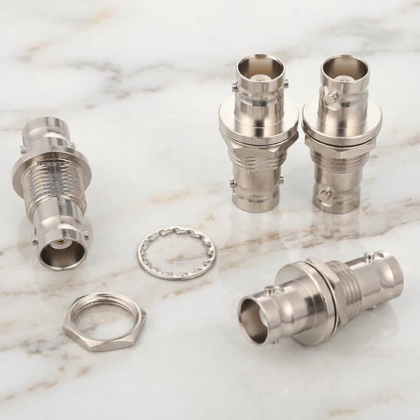 BNC hunn til adapter, 50 Ohm BNC-hunn for trådløst mikrofonsystemmottaker amatørradio mobil skinkeantenne frontpatch 4 stk) Silver