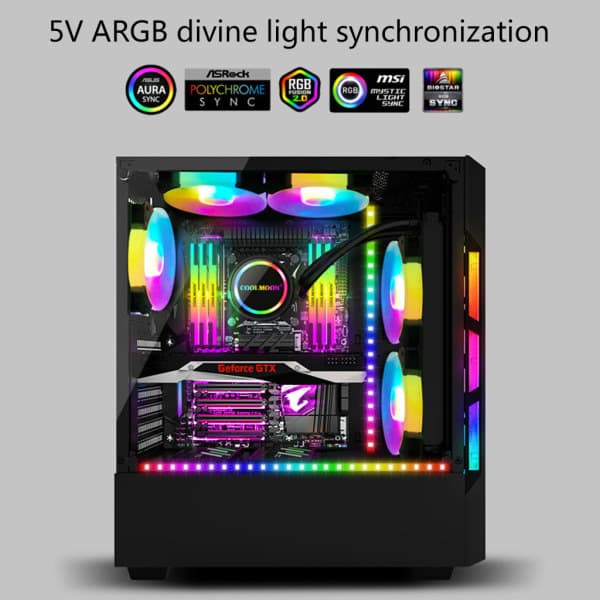 Magnetisk RGB LED-bakgrunnslysstripe med 4-pin/ARGB Digital PC for kabinettbelysning 5V ARGB