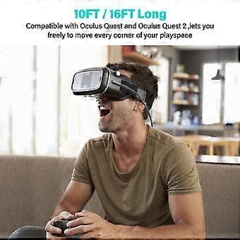 Typ-C till USB-A Flätad Kabel Laddningskabel för Quest 2 VR Link Kabel Höghastighetsdataöverföringskabel 5 meter 5 meters