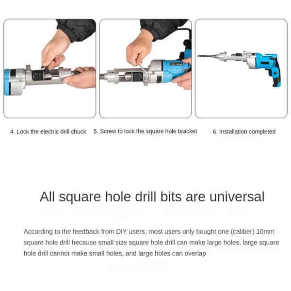 Square Hole Drill Adapter Mounting Bracket Mortise Handheld Electric Drill Easy Installation Use