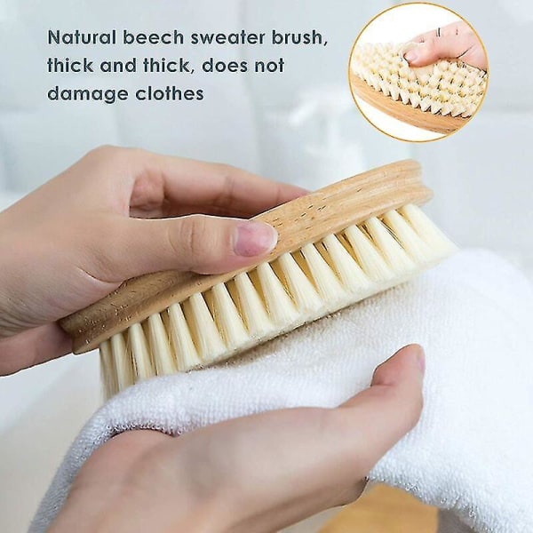 Klesbørste med myk fiberull, slitesterk håndbørsteholder rengjøringsverktøy kompatibel med vask av klær, sko, gulv