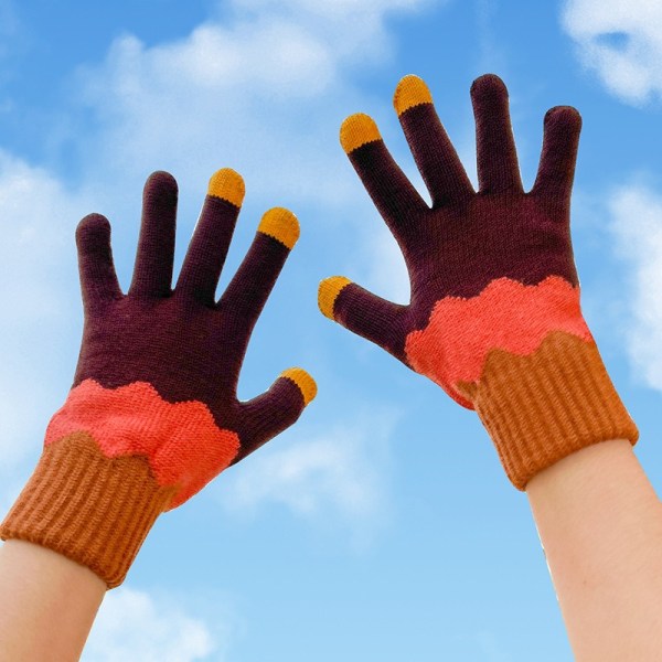 Talvikäsineet naisille tytöille opiskelijoille neulotut käsineet kosketusnäyttö käsineet lämpimät kokosormet Naisten neulotut hanskat Talven lämpimät harjatut