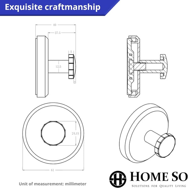 Suction Cups for Shower, Bathroom, Kitchen, Hanging Items up to 6.8 kg - Waterproof and Dustproof, Chrome (2-pack)