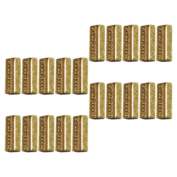 20 stk Dukkehust Mini Gullbar Modell Falske Gullsteiner Miniatyr Gullbarer Gull 1,5X0,5X0,3CM Golden 1.5X0.5X0.3CM