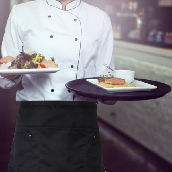Serverförkläde med 5 fickor - Nitspänne Unisex Kort/Halv Servitör Midja Kort Förkläde Svart 2-pack