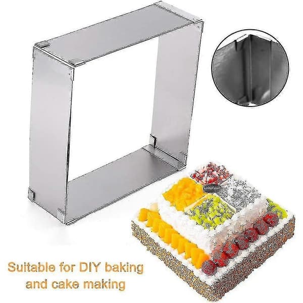 Stainless Steel Cake Ring Square Cake Mousse Mold Ring Cutter, Adjustable from 10 cm to 18 cm
