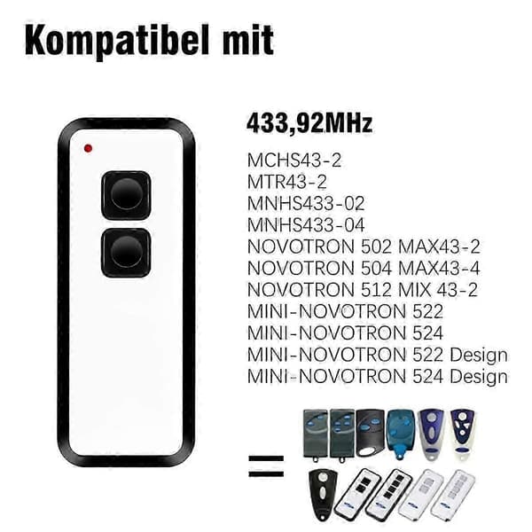 433,92 MHz Garage Door Remote Control for NOVOTRON 502 MAX43-2 MINI-, Garage Opener 2-pack 9