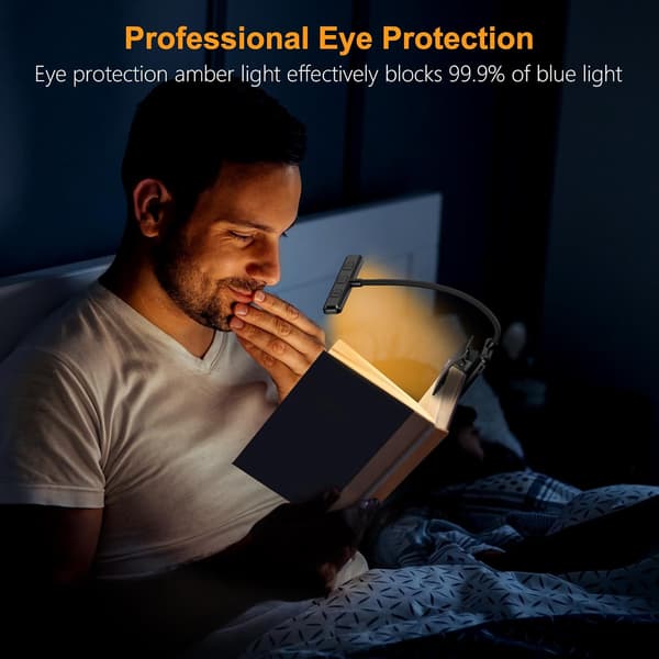 wxsp Reading Lamp Book Clip, USB C Rechargeable Book Light with 19 LED, 3 Color Temperatures, Long Operating Time, 360° Flexible Stepless Brightness