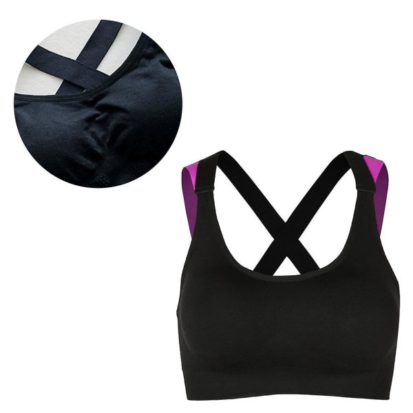 1 st Sports-BH Utan Bygel Yoga Fitness Kvinna BH Ärmlös Tank Fashion Camisole Under BH ( Black S