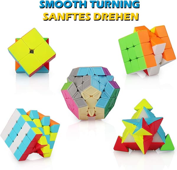 Speed Cube Sett 2x2 3x3 4x4 Pyramide Magisk Kube, Glatt Klistremerke
