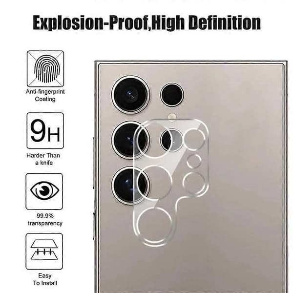 Camera Protector for Samsung Galaxy S23 Ultra, Full Coverage, HD Clear Lens Film with Cleaning Cloth