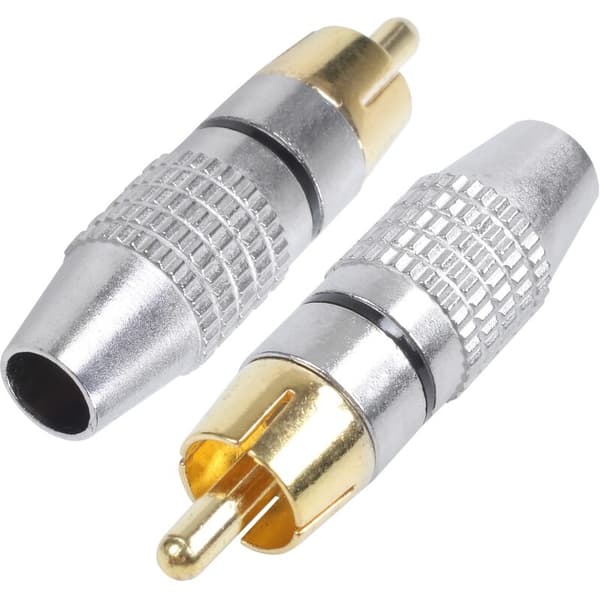 2 st RCA-plugg hane ljud phono guldpläterad lödkontakt adapter guld + silver
