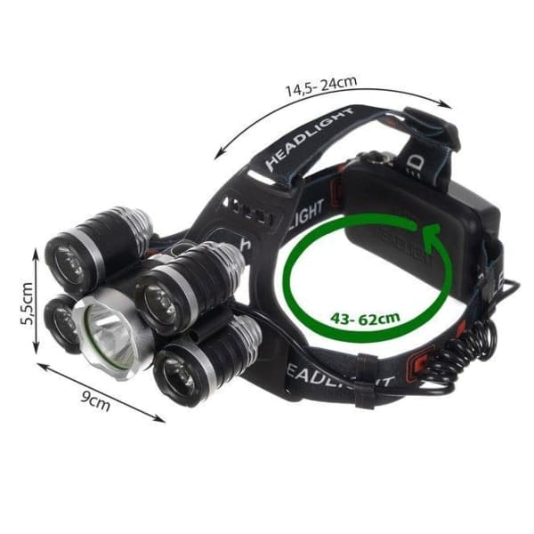5LED sterk spotlight T6 oppladbar hodelykt 3T6 flylys
