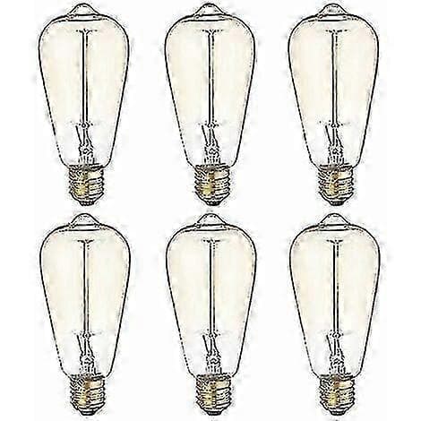 6x E27 60W Edison Glødepære 220V ST64 Retro 64mm x 140mm