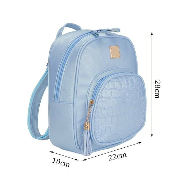 Women PU Leather School Bag Braided Backpack BLUE