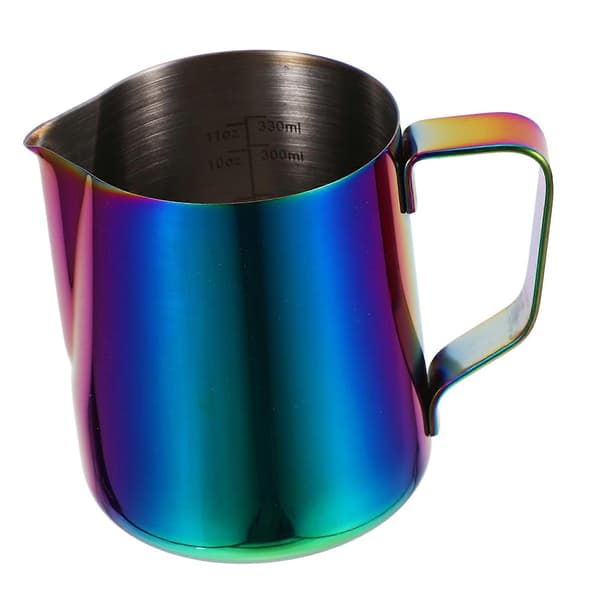 Melkeskummer i rustfritt stål med ergonomisk grep og smal tut for latte art-kaffe