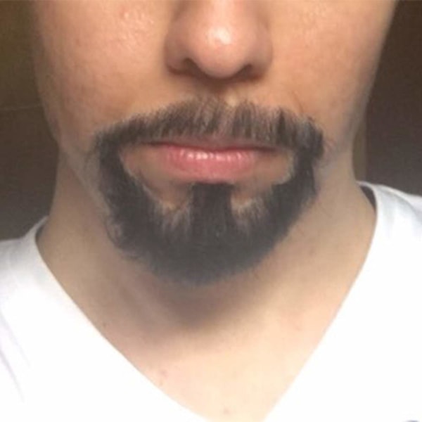 Ihmisen hiukset Fake Face parta ja viikset musta pukuparta aikuisille miehille Realistinen meikki Pitsi Näkymättömät tekopartat