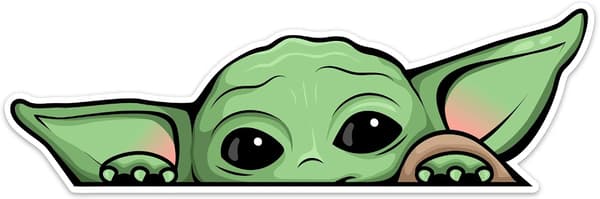 Kikkende Baby Yoda-vinduesmærkat