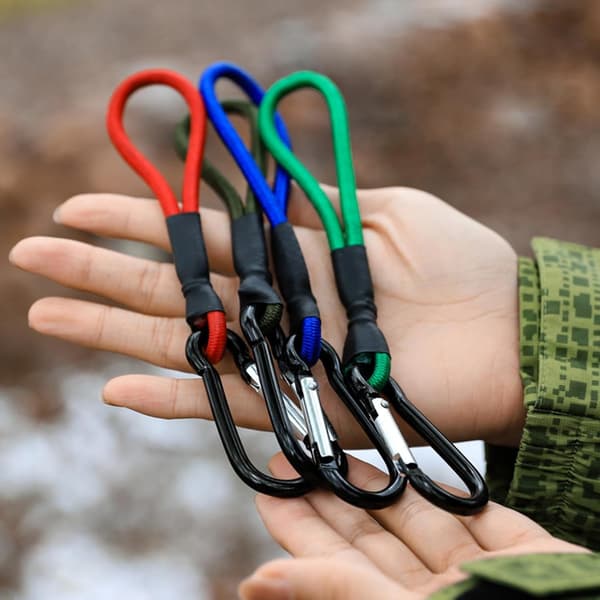 4 stk. klatrekroge med elastisk reb til camping, elastisk reb, teltfikseringsspænde, elastisk snor med karabinhage