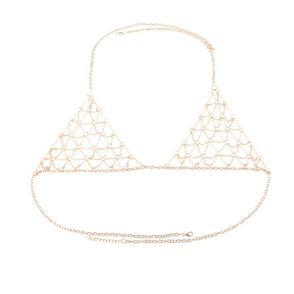 Sexy Chain Necklace Bikini Bra Chain Halter Neck Mesh Chain Beach Party Body Jewelry For Woman Girl