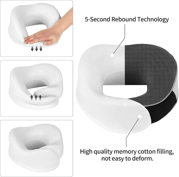 Resekudde, Memory Foam Nackkudde för Resor, Flygreskudde med (Ljusgrå)