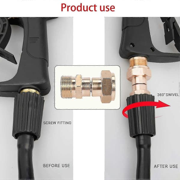 Tryckmunstycke med svivel, gratis slangkoppling, vridningssäker metrisk M22 14 mm anslutning, 3000