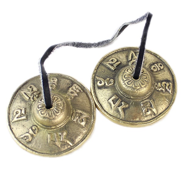 Tibetansk Meditation Klokke Håndlavet Buddhistisk Lykke Symbol Præget Meditation Yoga Klokke Messing Klokker Percussion Instrument