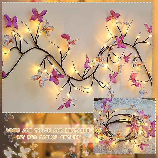 wxsp - 1 pc Colorful Butterfly LED Lights - 1.6 Meter 36 LEDs - USB Powered - 8 Modes with Remote Control - Flexible Mood Light