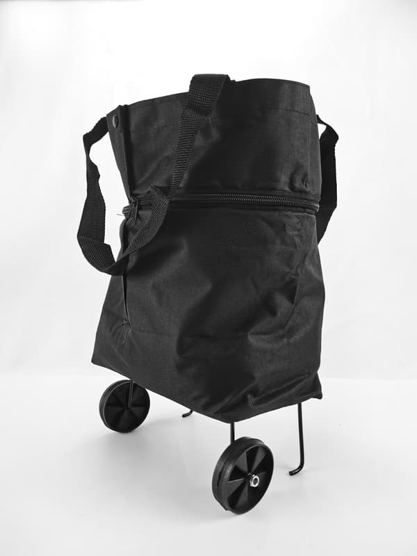 Kokoontaitettava ostoskassi pyörillä - Musta Black 344