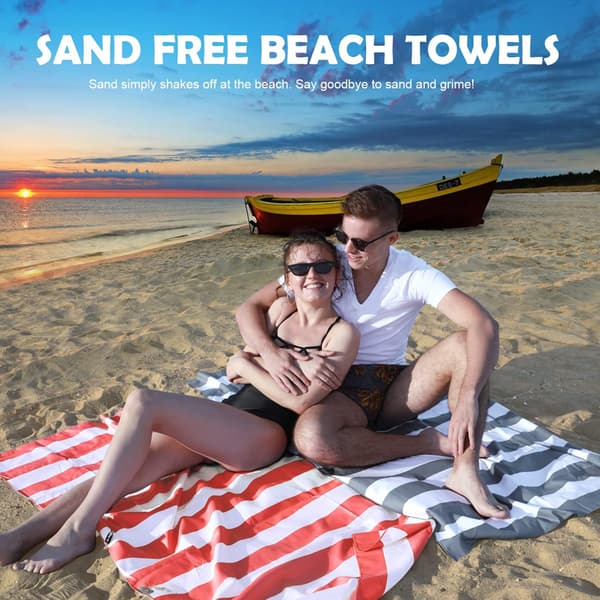 Mikrofiber Strandhåndklæder, Sandfrit Strandhåndklæde, Ekstra Stor qd
