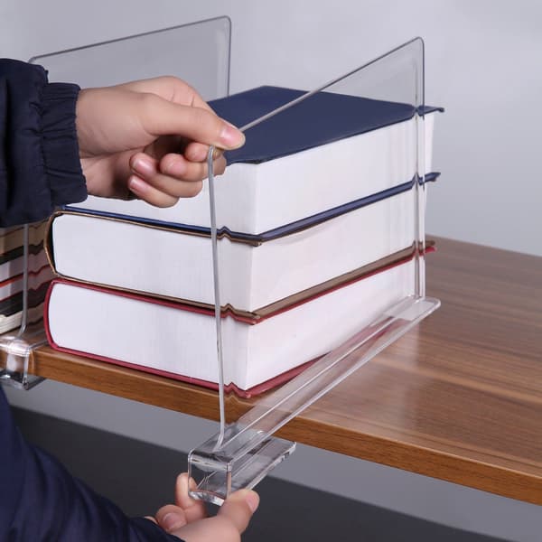 Acrylic Shelf Dividers - 2-Pack Clear Adjustable Closet Organizer - Shelf Separators for Clothes and Books 2x Shelf Divider 2x Shelf Divider