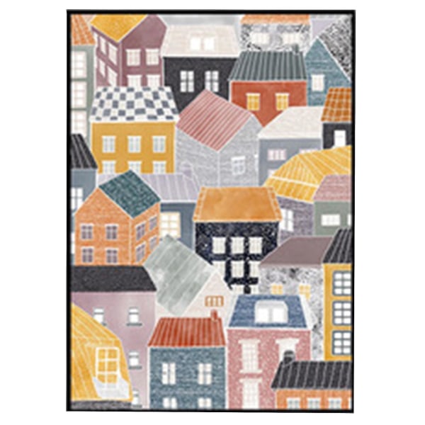 Kunstplakat Skandinavisk fargerikt lerretsmaling -hus