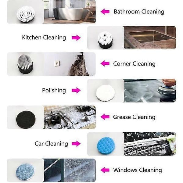 Cordless Electric Cleaning Brush, Cordless Cleaning Brush with 9 Replaceable Brush Heads, Electric Mop with