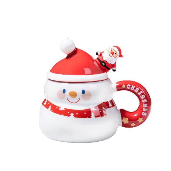 Tecknad Julmugg Present Keramisk Kopp Julkopp Set Julklappskopp - Jul Snögubbe
