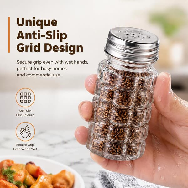 16-pakning salt- og pepperbøssesett, retro glass