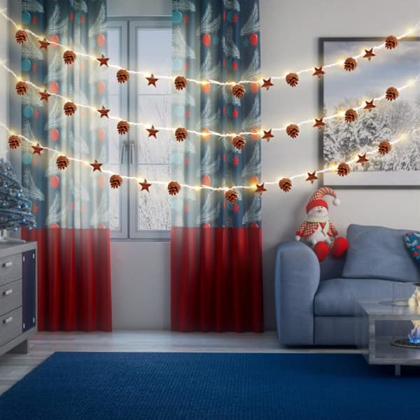 Pine Cone String Lights, Christmas Garland with Lights, LED String Lights for Christmas Tree, Garden, Home Decoration