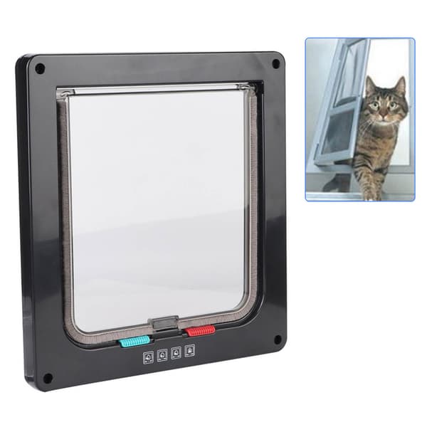 Låsbar Vandtæt Medium Kæledyrskattedør ABS Akryl Sort