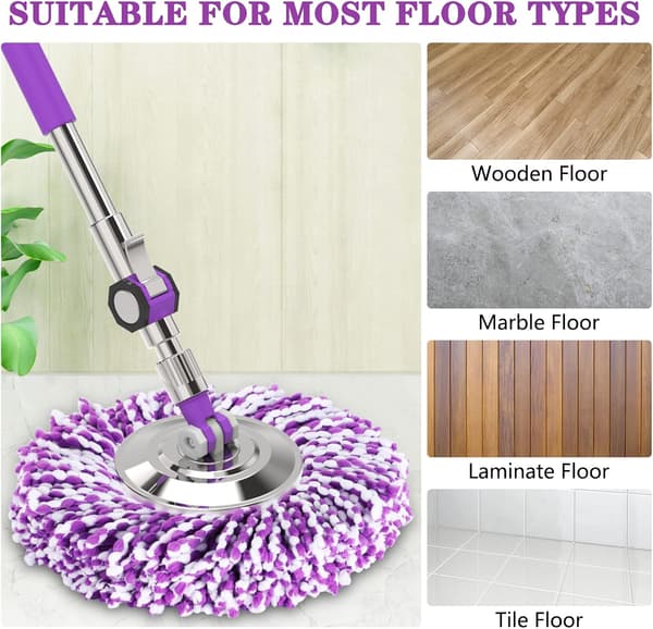4-pakning Clean Twist Disc Mop-erstatningshode, gjenbrukbar mikrofiber