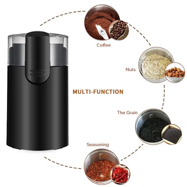 Elektrisk kaffekvern i rustfritt stål for drypp, percolator, fransk presse, espresso og tyrkisk kaffemaskin (svart)