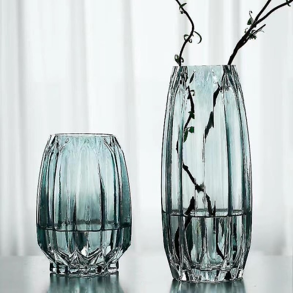 Nordisk Glas Tyk Vase Transparent Sort Vase Stue (blå)-l