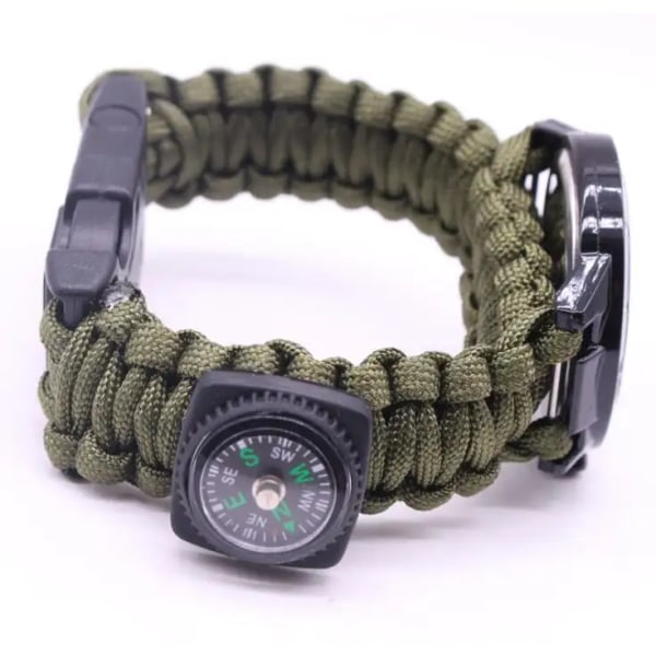 2st militär taktisk watch för män, multifunktionella utomhus vattentäta överlevnadsklockor med Compass Whistle Fire Starter och T